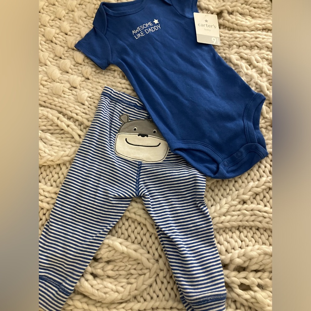 Carter's Blue Bodysuit and Striped Pants Set